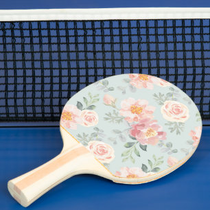 Pink Rose Pastel Garden Pattern Ping Pong Paddle