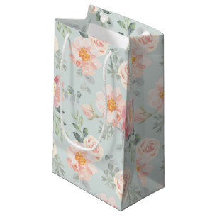 Pink Rose Pastel Garden Pattern Small Gift Bag