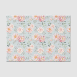 Pink Rose Pastel Garden Pattern Tissue Paper