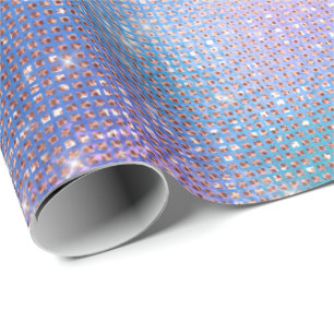 Pink Rose Pastel Spark Iridescent Blue Wrapping Paper