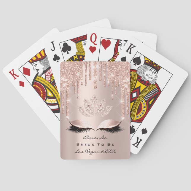 Pink Rose Pastel Spark Lotus Diamond Bridal Playing Cards (Back)
