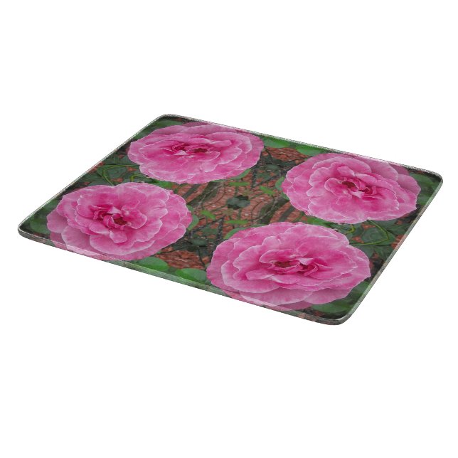 Pink Rose Pattern Cutting Board (Corner)