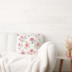 Pink Rose Pattern, soft colour, Cushion