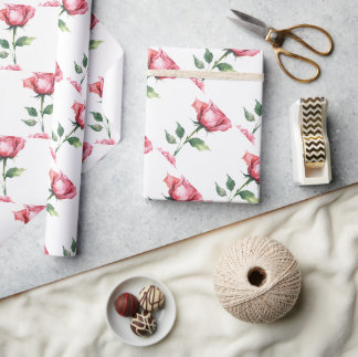 Pink Rose Pattern Wrapping Paper