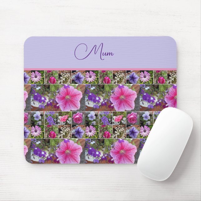 Pink Rose Penunia Daisy Flowers Floral Mothers Day Mouse Mat (With Mouse)