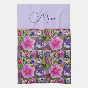 Pink Rose Penunia Daisy Flowers Floral Mothers Day Tea Towel