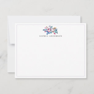 Pink Rose Peonies Magnolia Lilac Floral Watercolor Card
