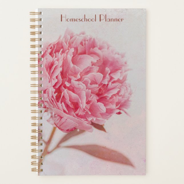 Pink Rose Peony Custom Homeschool Planner (Front)