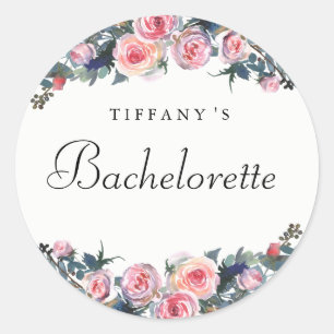 Pink Rose Peony Floral Bachelorette Sticker