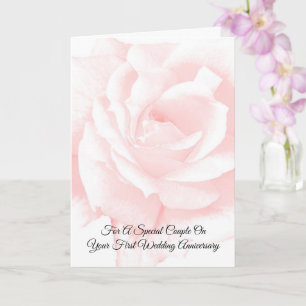 Pink Rose Personalised 1st Wedding Anniversary Card