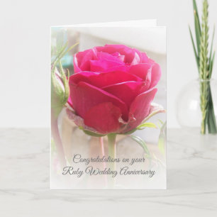 Pink Rose Personalised 40th Wedding Anniversary Card
