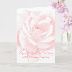 Pink Rose Personalised 65th Wedding Anniversary Card