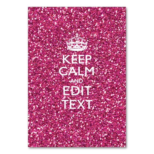 Pink Rose Personalised KEEP CALM AND Your Text Table Number (Front)