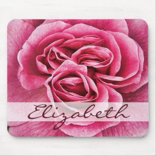 Pink Rose Personalised Mouse Mat