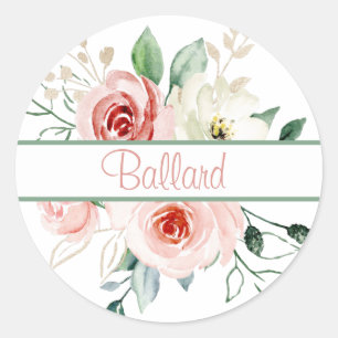 Pink Rose Personalised Name Envelope Seals