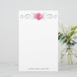 Pink Rose Personalised Stationery