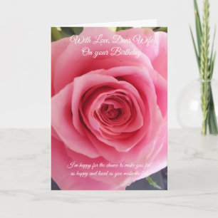 Pink Rose Personalised Wife Birthday Card