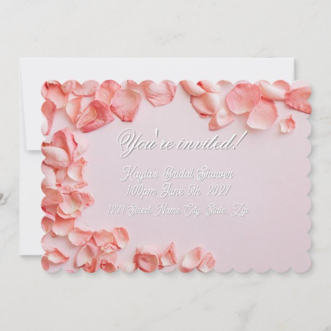 Pink Rose Petal Invitation Card (Front)