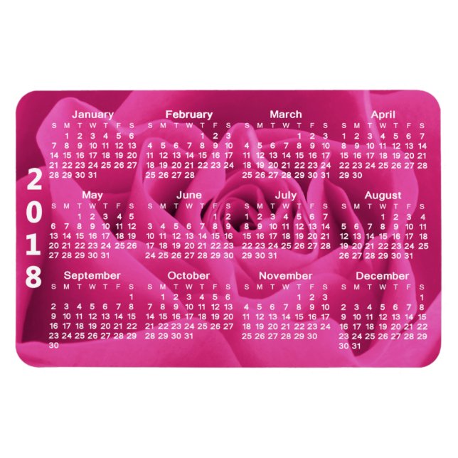 Pink Rose Petals 2018 Calendar Magnet (Horizontal)