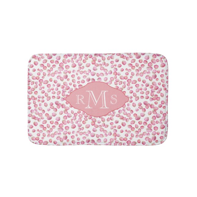 Pink rose petals custom bathroom rug (Front)