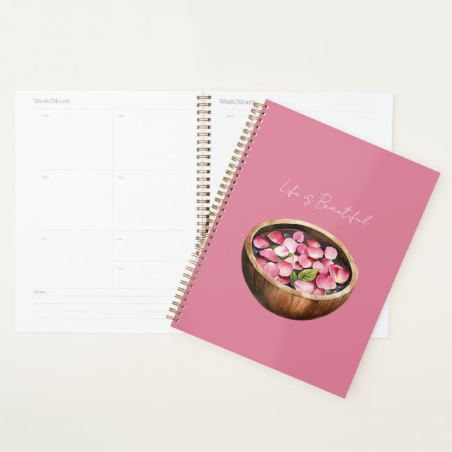 Pink Rose Petals Flowers Bowl Planner (Display)