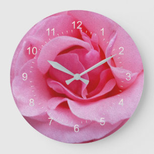 Pink rose petals large clock