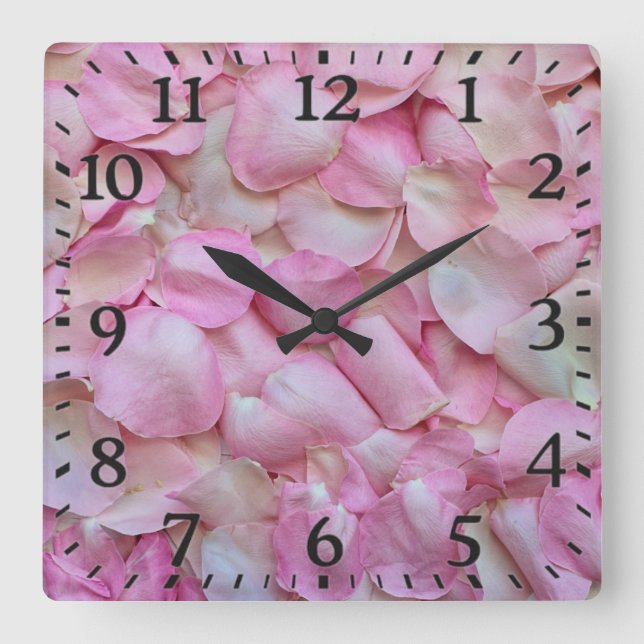 Pink Rose Petals Pattern-31940 Square Wall Clock (Front)
