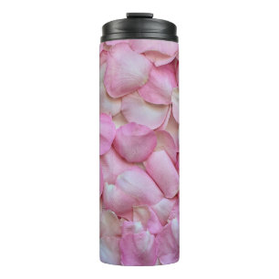 Pink Rose Petals Pattern Thermal Tumbler