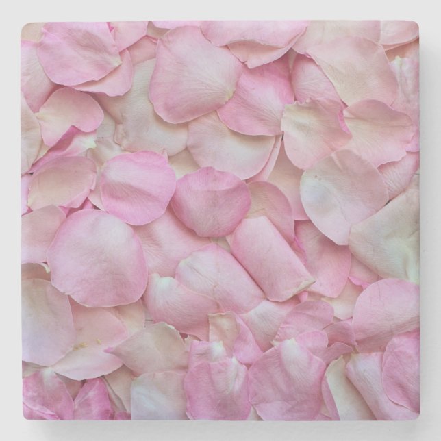Pink Rose Petals Stone Coaster (Front)