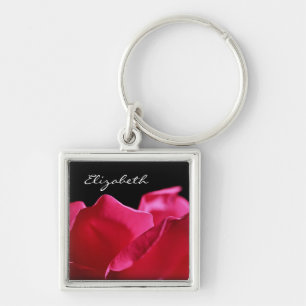 Pink Rose Petals With Name Key Ring