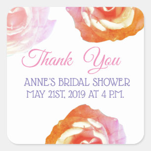 Pink Rose Photo Bridal Shower Stickers