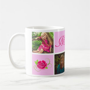 Pink Rose Photo Collage Gift for Mum Mother's Day Coffee Mug