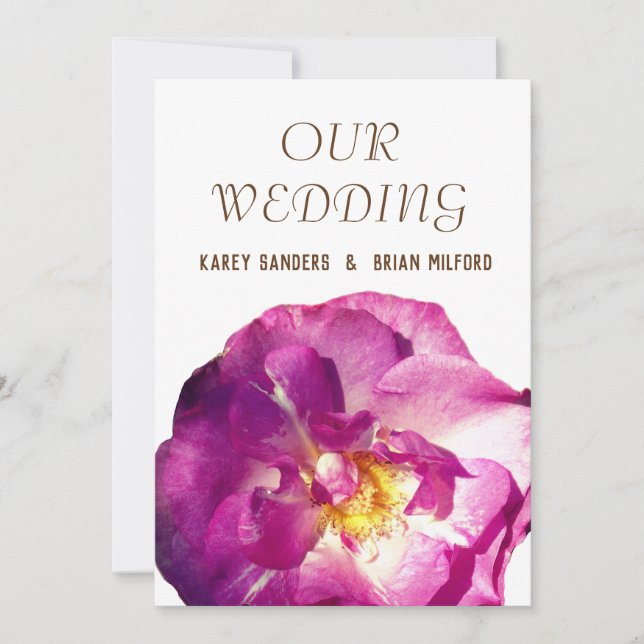 Pink Rose Photo  Elegant Wedding Invitation (Front)