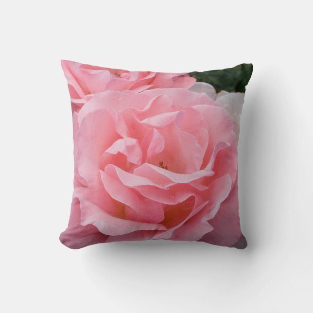 Pink Rose Photo Pillow Nature Lovers Gardeners (Front)