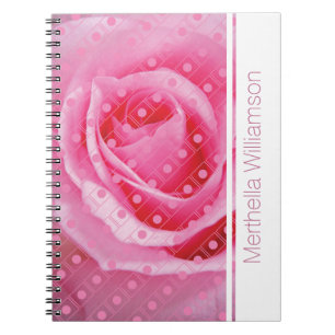 Pink Rose Polka Dot Custom Notebook Journal