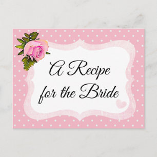 Pink Rose Polka Dot Recipe Card