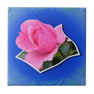 Pink Rose Pop Out Floral Art Tile