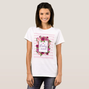 Pink Rose & Poppy Floral Bouquet Bridesmaid T-Shirt