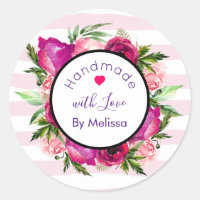Pink Rose & Poppy Floral Design Handmade with Love