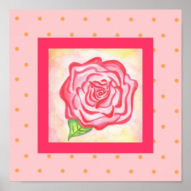 Pink Rose Poster Art Print (Front)