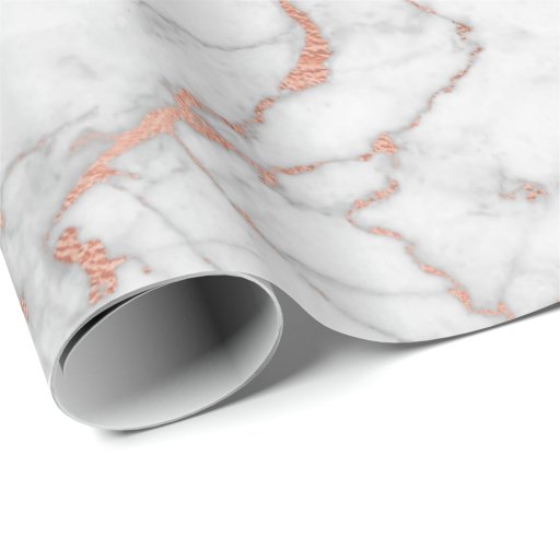 Image of Pink Rose Powder Gold Pastel Grey Marble Glam Wrapping Paper