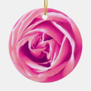 Pink rose print ceramic tree decoration