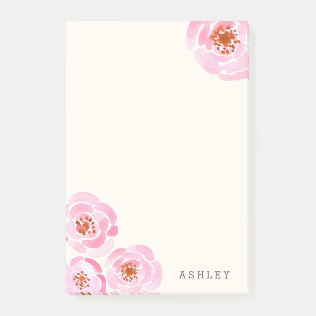 Pink Rose Print Post-It Notes (Front)