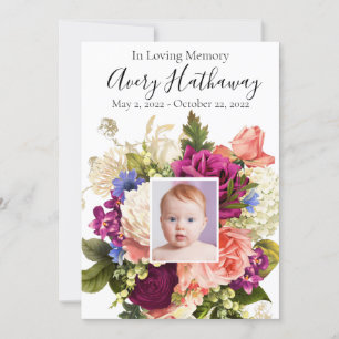 Pink Rose Purple Orchid Funeral Memorial Program Invitation