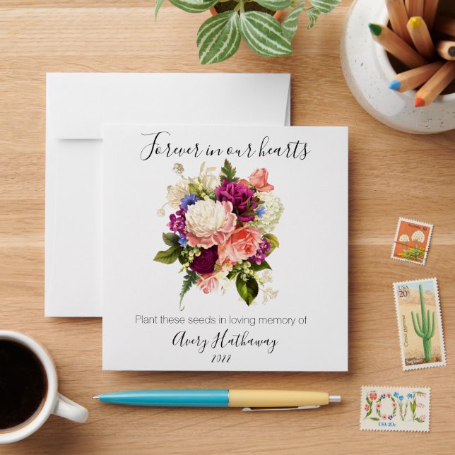 Pink Rose Purple Orchid Funeral Seed Packet  Envelope (Desk)