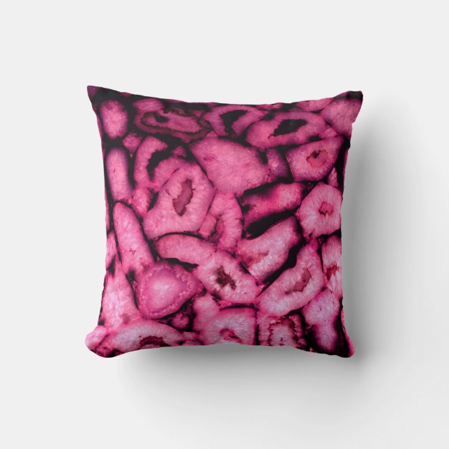 Pink Rose Quartz Agate Geodes abstract pattern Cushion (Front)