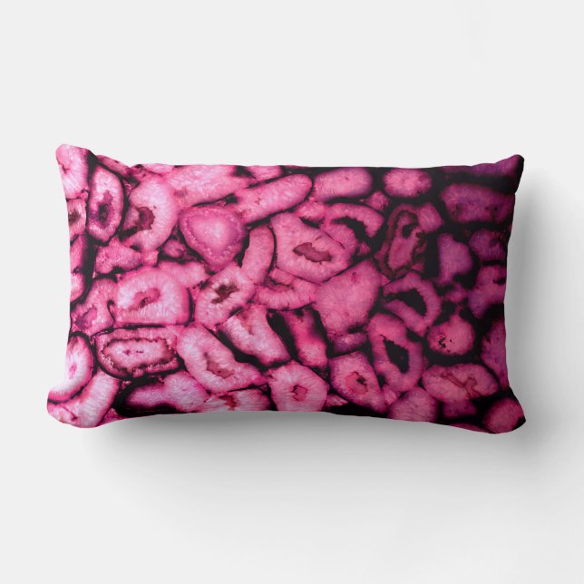 Pink Rose Quartz Agate Geodes abstract pattern Lumbar Cushion (Front)
