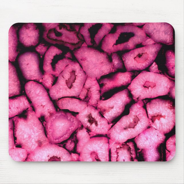 Pink Rose Quartz Agate Geodes abstract pattern Mouse Mat (Front)