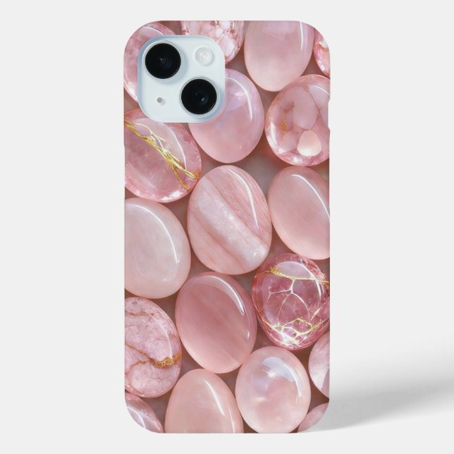 Pink Rose Quartz Crystals Aesthetic Phone Case (Back)