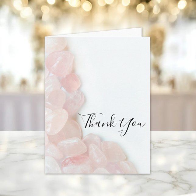 Pink Rose Quartz on White Wedding Thank You (Creator Uploaded)